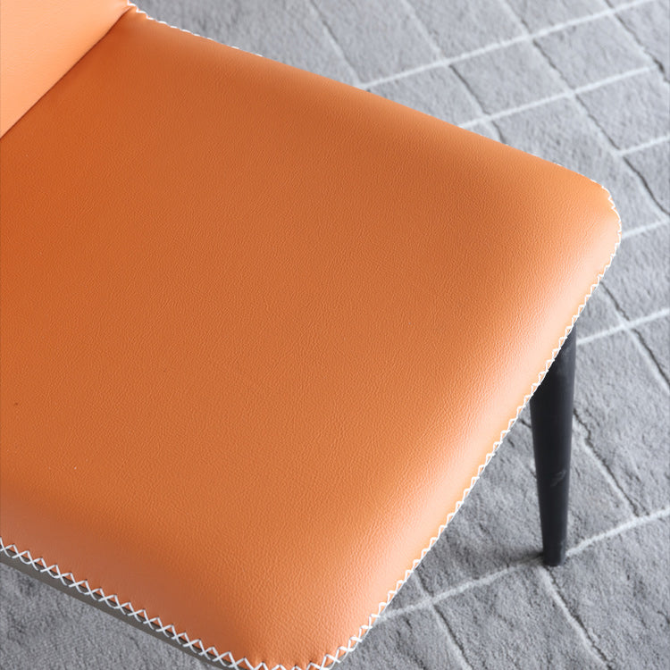 Industrial Upholstered Faux Leather Chair Wingback Side Chair with Metal Legs