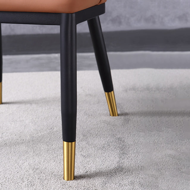 Glam Upholstered Dining Chairs Faux Leather Kitchen Dining Chair in Orange