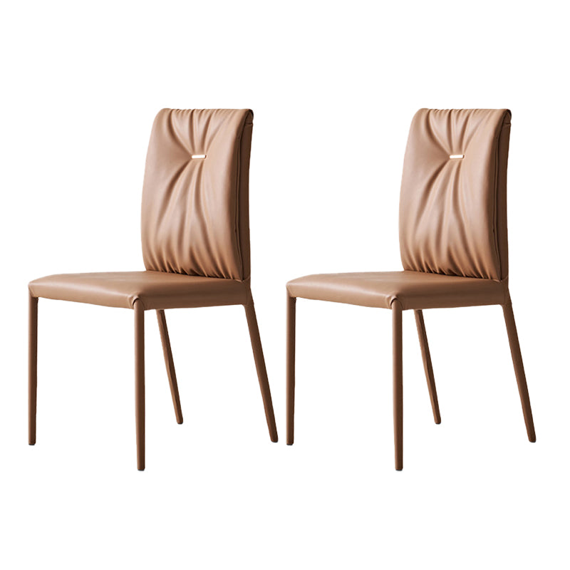 Glam Faux Leather Side Chair Upholstered Armless Dining Chairs