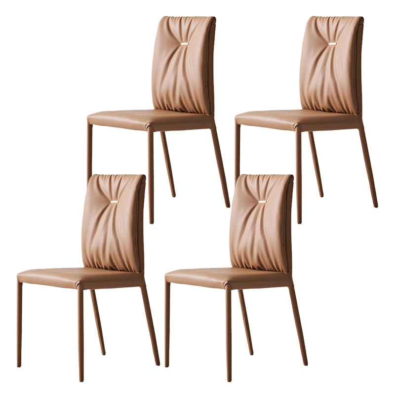 Glam Faux Leather Side Chair Upholstered Armless Dining Chairs