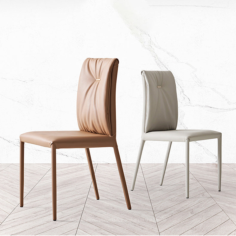 Glam Faux Leather Side Chair Upholstered Armless Dining Chairs