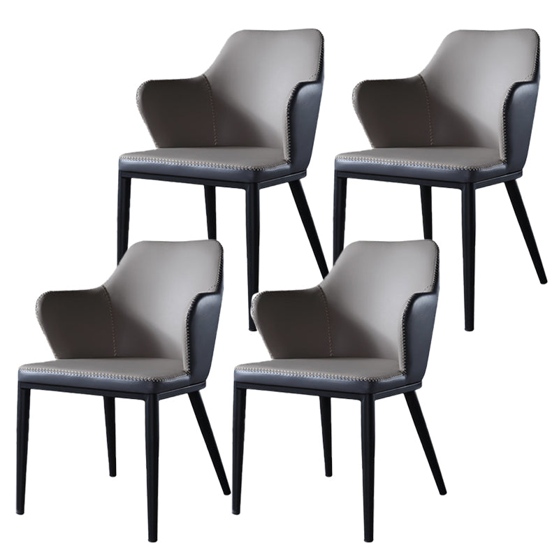 Contemporary Kitchen Dining Chairs Faux Leather Side Chairs in Grey