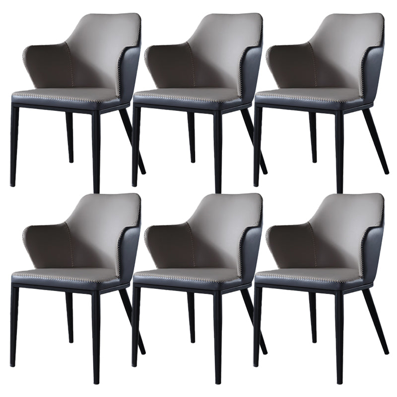 Contemporary Kitchen Dining Chairs Faux Leather Side Chairs in Grey