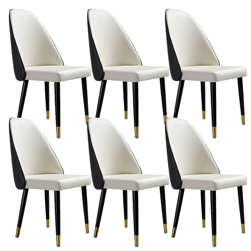 Glam Kitchen Dining Chairs Faux Leather Side Chairs with Wood Legs