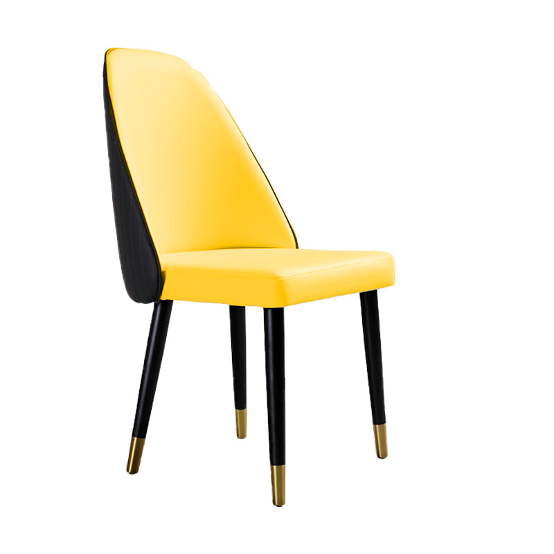 Glam Kitchen Dining Chairs Faux Leather Side Chairs with Wood Legs