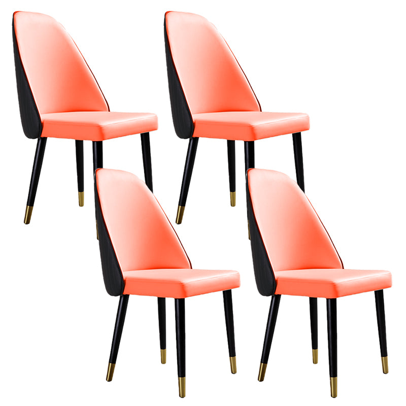 Glam Kitchen Dining Chairs Faux Leather Side Chairs with Wood Legs