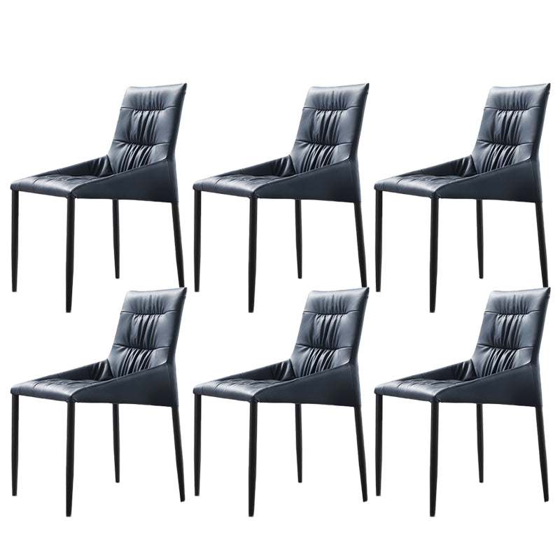 Contemporary Kitchen Dining Chairs Faux Leather Side Chairs in Blue