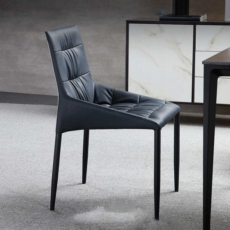 Contemporary Kitchen Dining Chairs Faux Leather Side Chairs in Blue