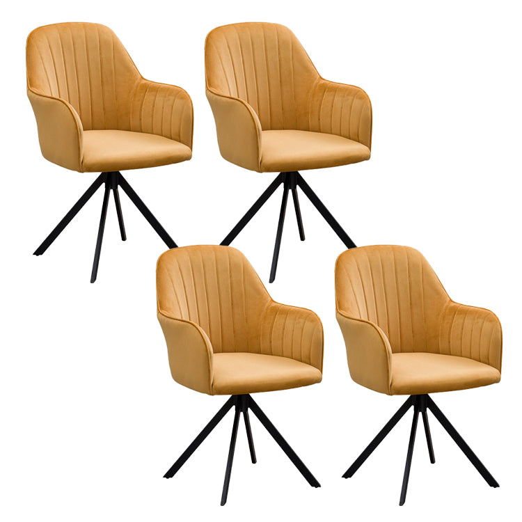 Glam Kitchen Dining Arm Chair Faux Leather Side Chairs in Yellow