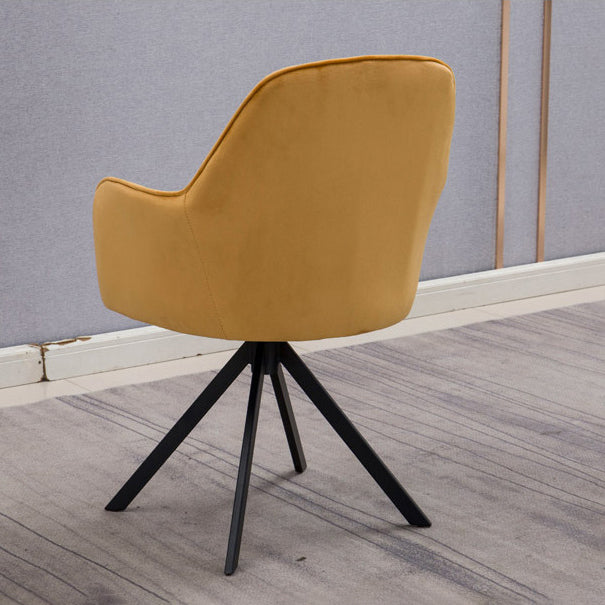 Glam Kitchen Dining Arm Chair Faux Leather Side Chairs in Yellow