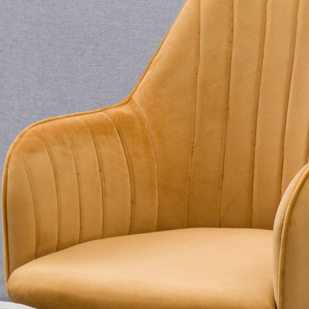 Glam Kitchen Dining Arm Chair Faux Leather Side Chairs in Yellow