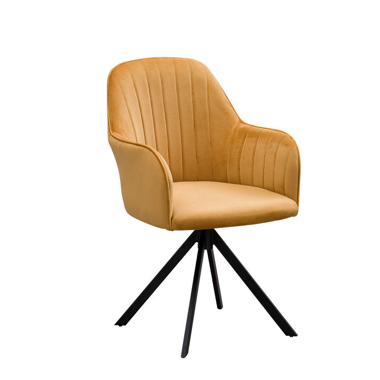 Glam Kitchen Dining Arm Chair Faux Leather Side Chairs in Yellow