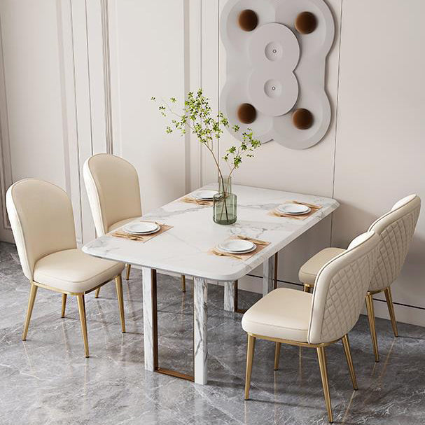 Kitchen Dining Chairs Faux Leather Side Chairs with Gold Metal Legs