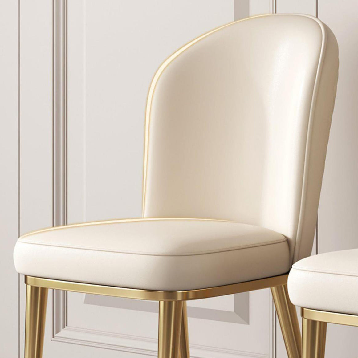 Kitchen Dining Chairs Faux Leather Side Chairs with Gold Metal Legs