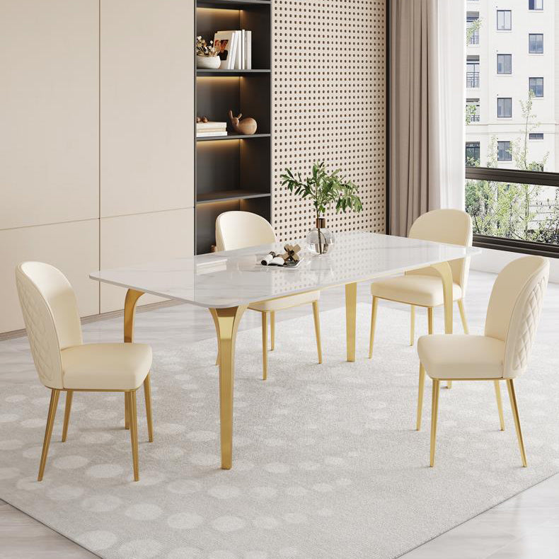Kitchen Dining Chairs Faux Leather Side Chairs with Gold Metal Legs
