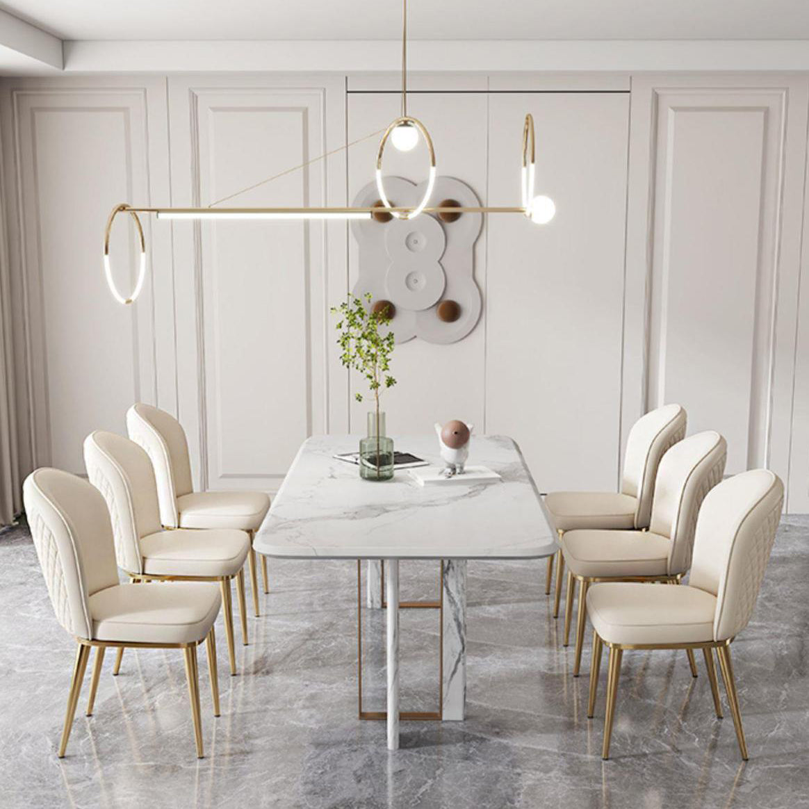Kitchen Dining Chairs Faux Leather Side Chairs with Gold Metal Legs