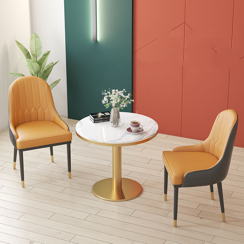 Glam Dining Set for Home 1/3/4/5 Pieces Round Dinette Set with Leather Chairs