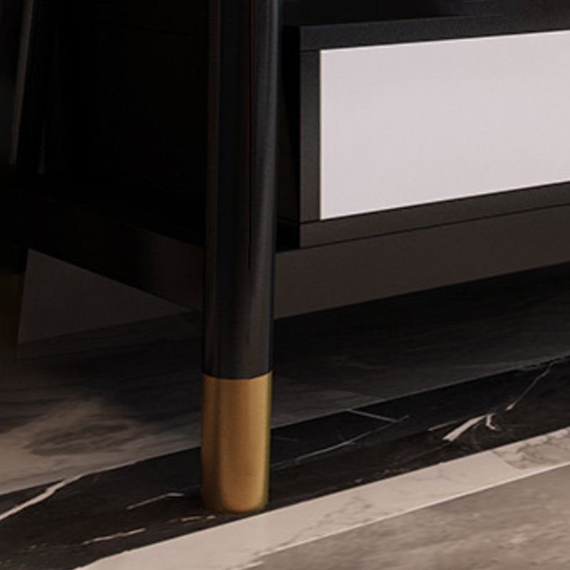 2 - Drawer and 1 - Shelf Coffee Table Rectangular Slate 4 Legs Cocktail Table