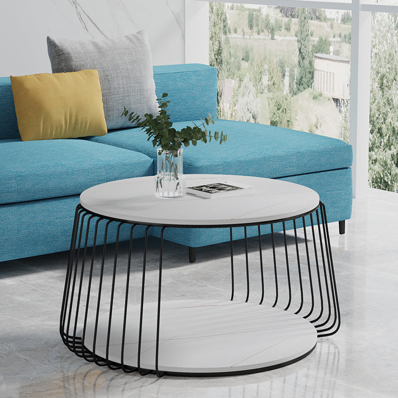 Glam Slate Geometric Coffee Table 17.7" H 1 Single Cocktail Table with Storage