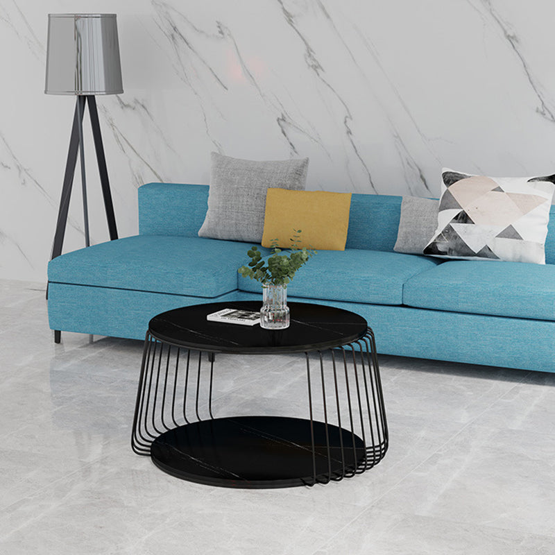 Glam Slate Geometric Coffee Table 17.7" H 1 Single Cocktail Table with Storage