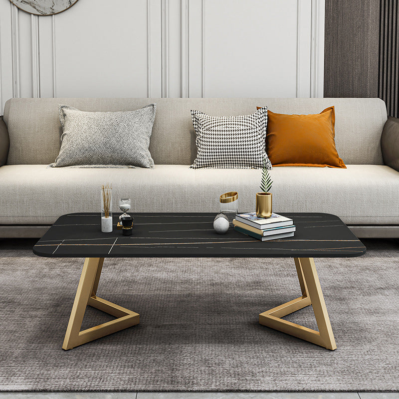 Luxurious Rectangular Slate Top Coffee Cocktail Table - 17.7" H
