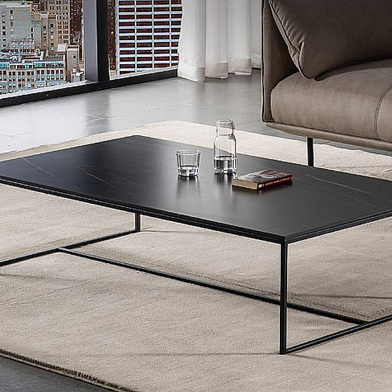 Trestle 1 Single Coffee Table Rectangular Slate Black Finish Coffee Table