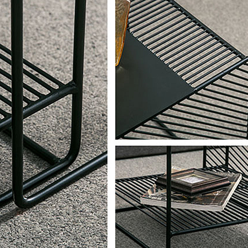 Square 2 Nesting Coffee Table with Shelf Mid Century Iron Frame Coffee Table Set