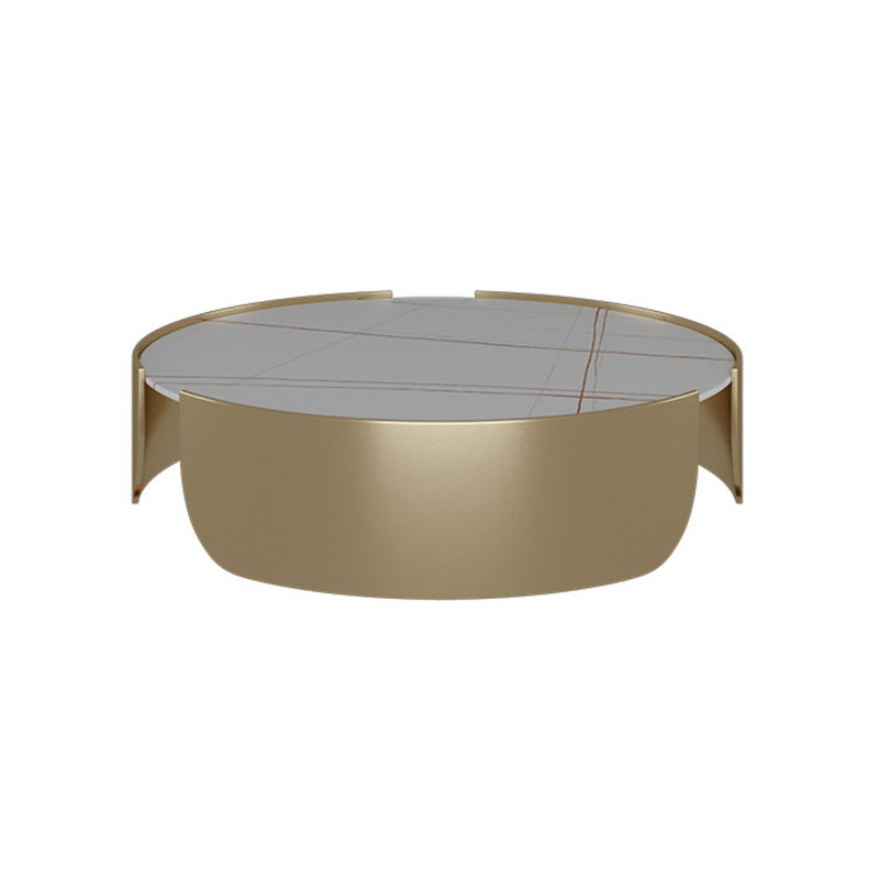 Dia 35.4" Round Cocktail Table Glam Slate Top 1 Single Coffee Table
