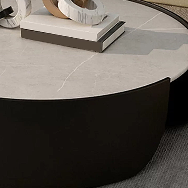 Dia 35.4" Round Cocktail Table Glam Slate Top 1 Single Coffee Table