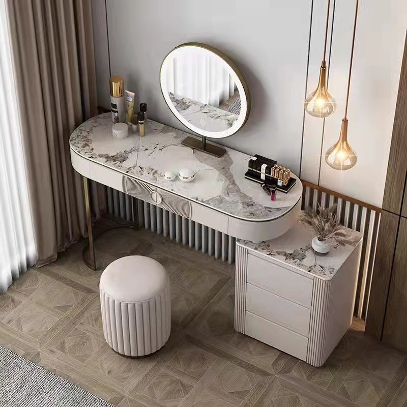 Modern White Vanity Desk with 5 Storage Drawers 15.74" Wide Wood Vanity Set