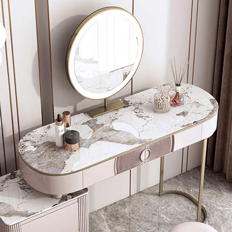 Modern White Vanity Desk with 5 Storage Drawers 15.74" Wide Wood Vanity Set