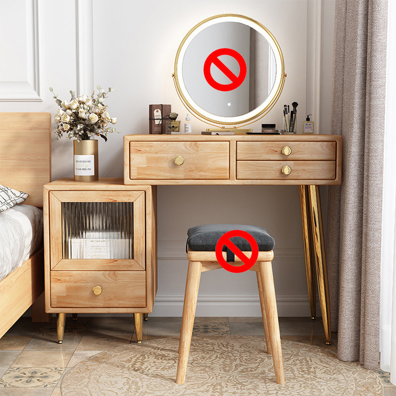 Solid Wooden Vanity Table Drawers Simple Makeup Vanity Table