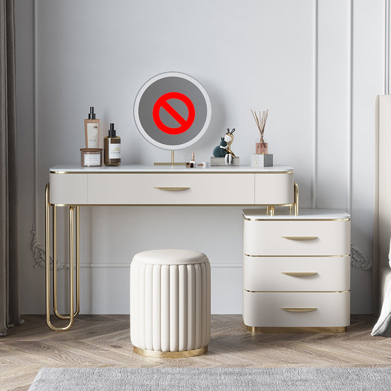 17.71" Wide Make-up Vanity Bright White Wood Vanity Set with 4 Storage Drawers