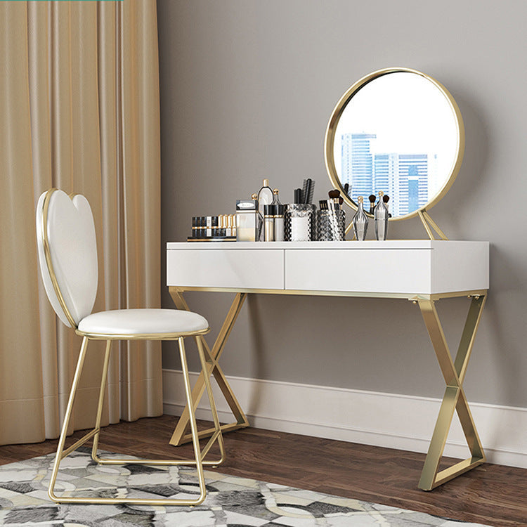 Bright White Make-up Vanity 15.74" Wide Wood Vanity Set with Storage Drawers
