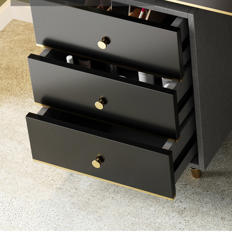 Black Make-up Vanity 15.74" Wide Wood Vanity Set with Storage Drawers
