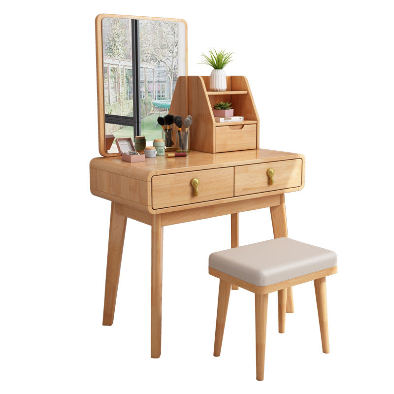 Scandinavian Make-up Vanity with 3 Storage Drawers 15.74" Wide Solid Wood Dresser