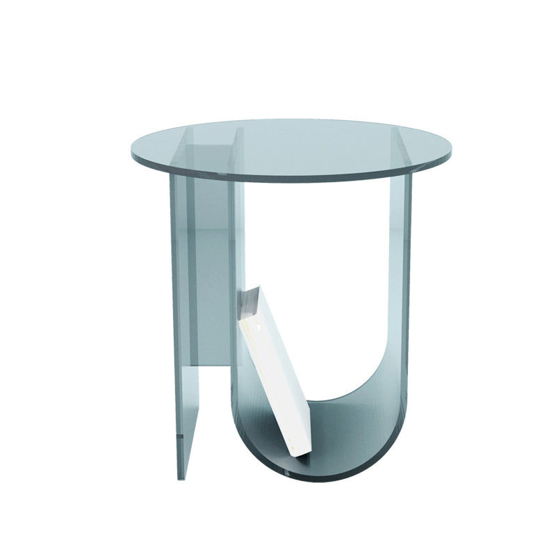 Modern Acrylic Round End Table Abstract Base Side Table with Storage