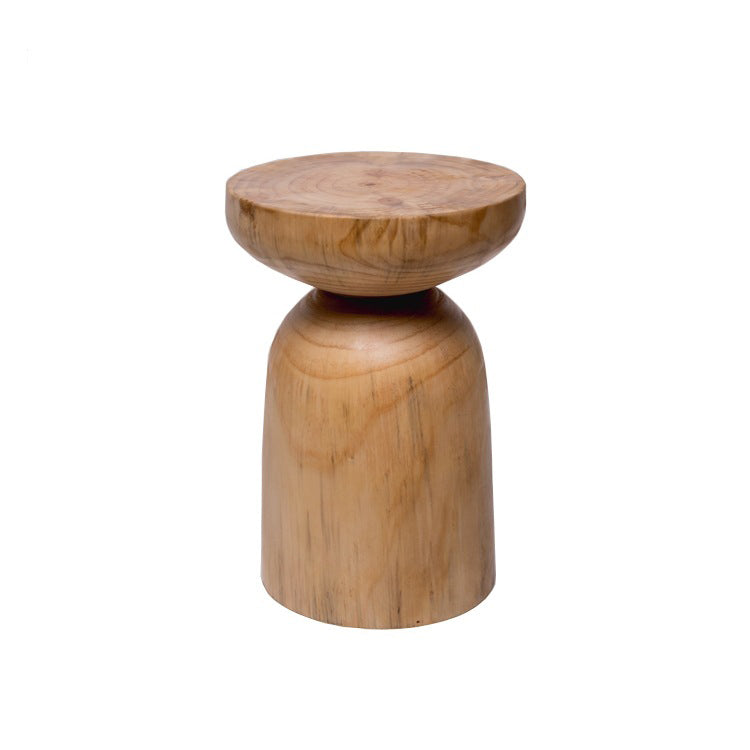 Scandinavian Round Wood Top Side Table 17.71" Tall Pedestal End Table