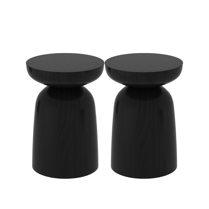 Scandinavian Round Wood Top Side Table 17.71" Tall Pedestal End Table