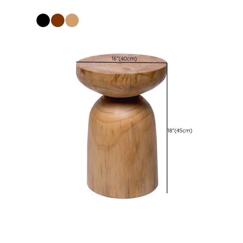 Scandinavian Round Wood Top Side Table 17.71" Tall Pedestal End Table
