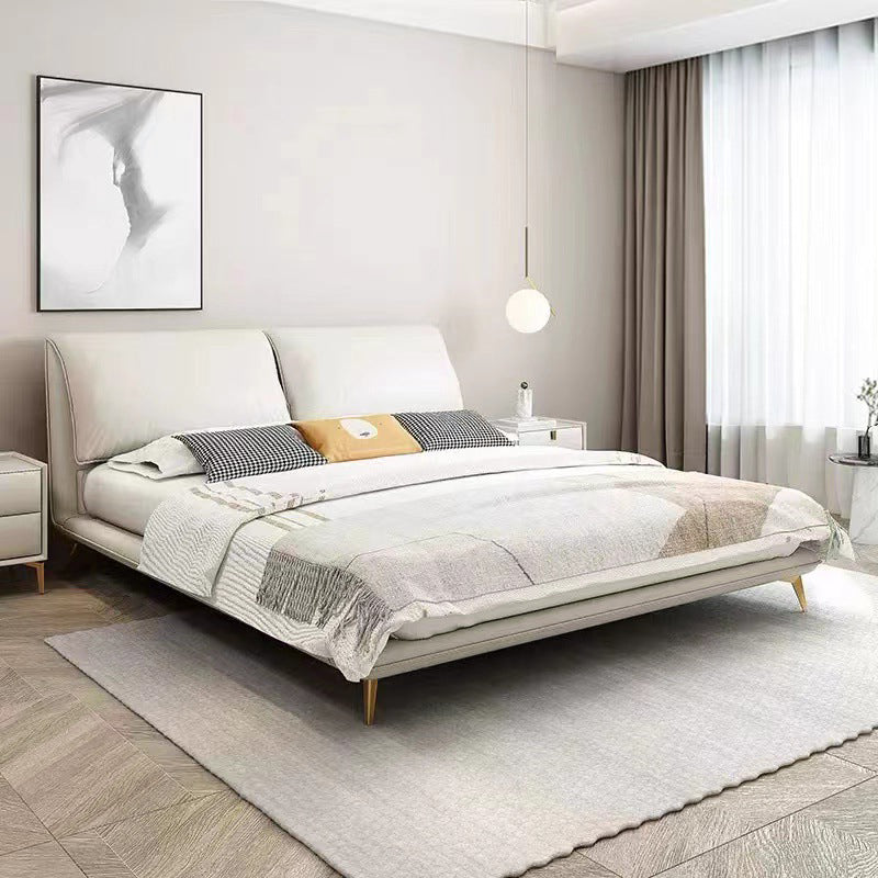 Contemporary Rectangular Panel Bed Standard Bed With Custom Gold Legs