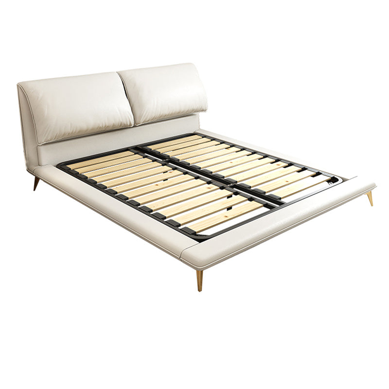 Contemporary Rectangular Panel Bed Standard Bed With Custom Gold Legs