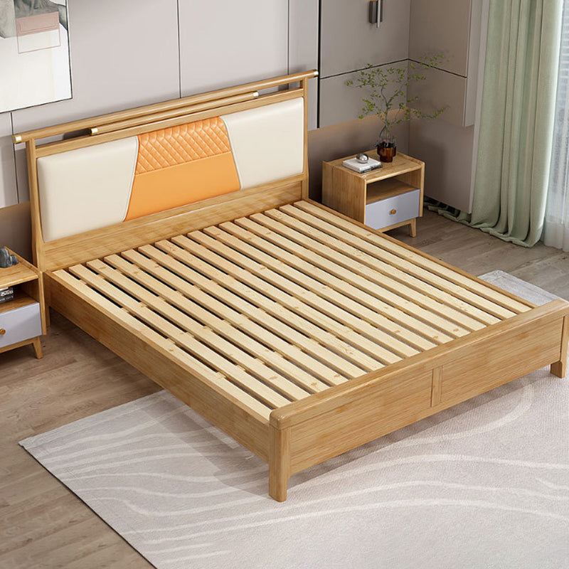 Upholstered Headboard Standard Bed Modern Rubberwood and Sleigh Bed