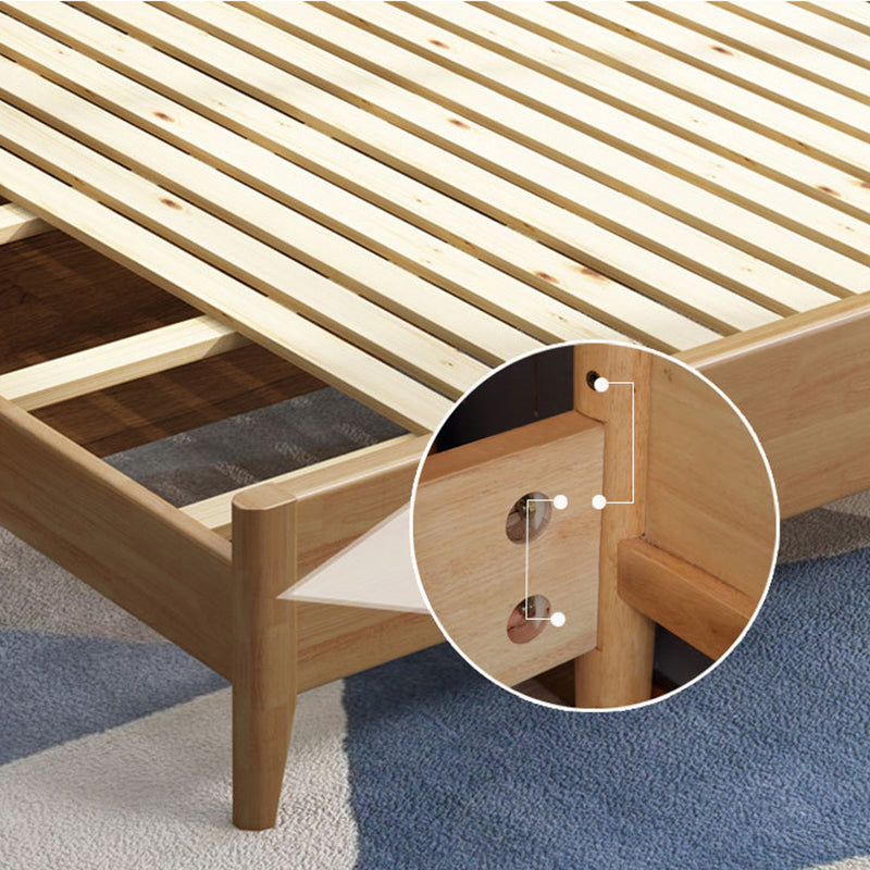 Wood and Upholstered Sleigh Bed Contemporary Rubberwood Standard Bed with Headboard