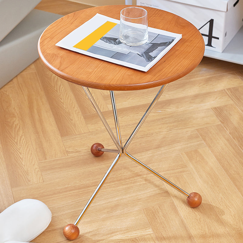 Scandinavian Solid Wood Round End Table Cross Legs Side Table