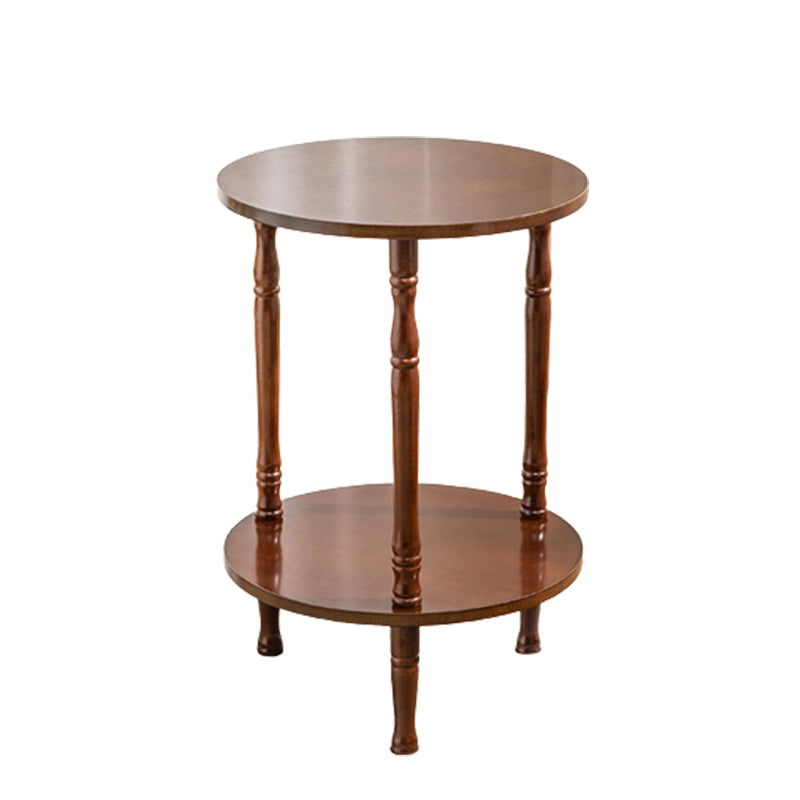 Traditional Living Room Double Tier Round with Shelf 3 Legs End Table