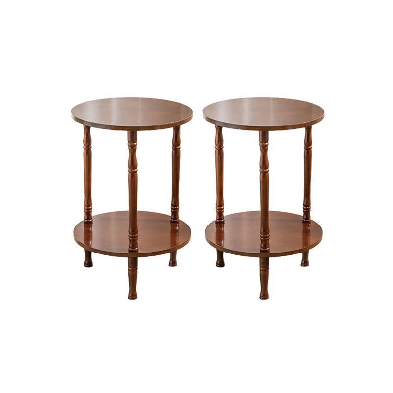 Traditional Living Room Double Tier Round with Shelf 3 Legs End Table