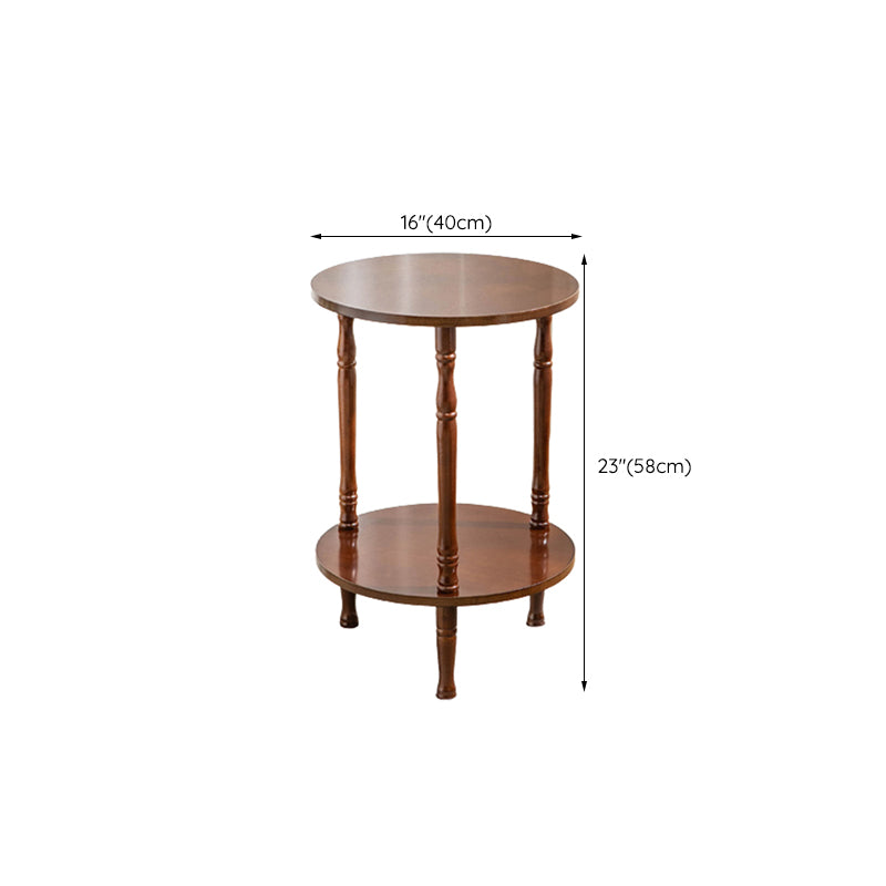 Traditional Living Room Double Tier Round with Shelf 3 Legs End Table