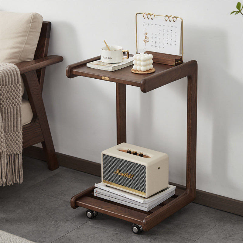 Contemporary End Table Solid Wood Brown Living Room Side Table