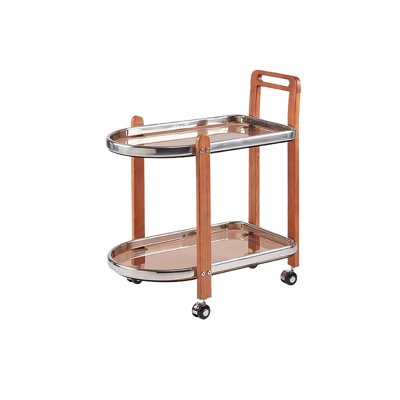 Contemporary Geometric Corner Table Glass Top End Slide Table with Shelf